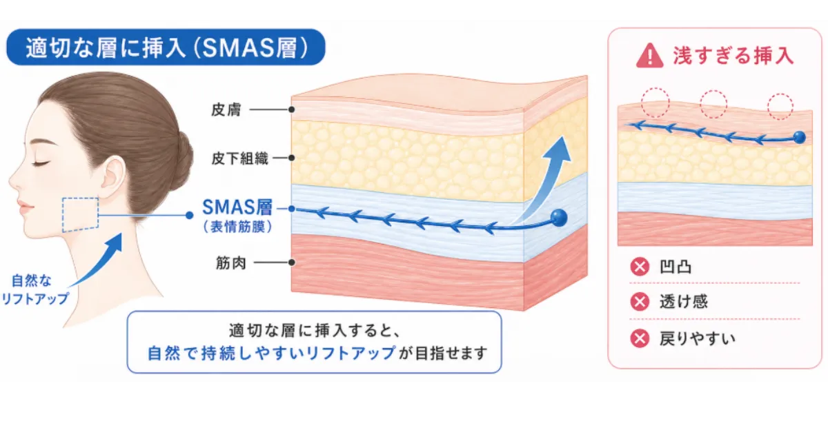 糸リフト適切な層への挿入説明画像