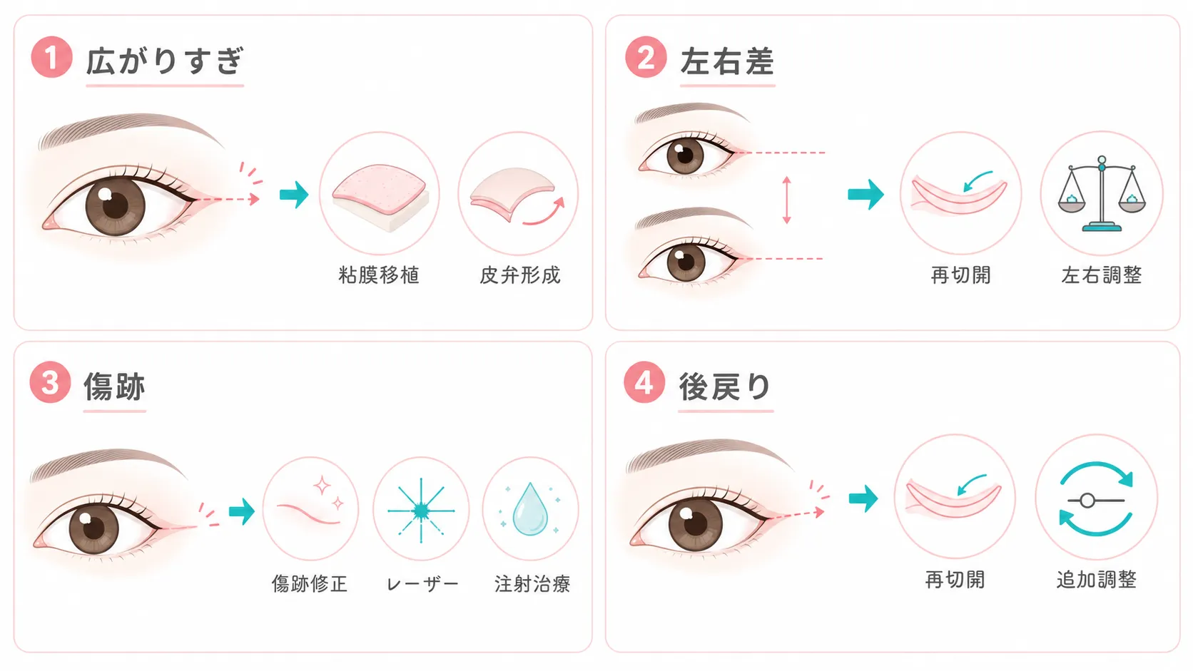 目尻切開の手術修正オプション図解